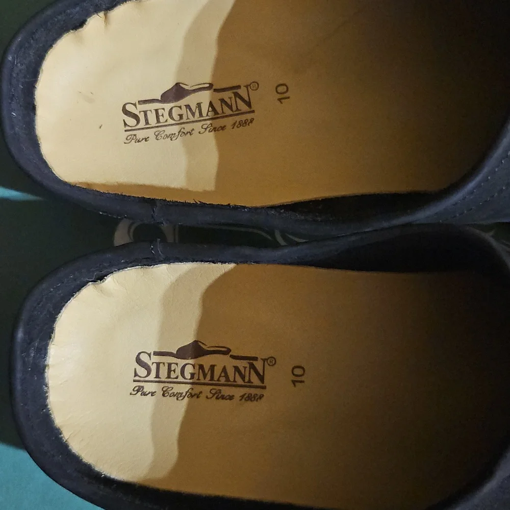 Stegmann Black Leather Slip On Mules Clogs Shoes New - Picture 4 of 6